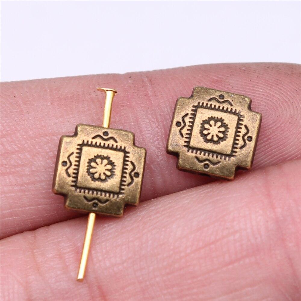 5шт маленькие квадратные бусины-подвески для телефона цвета античной бронзы 4х10мм