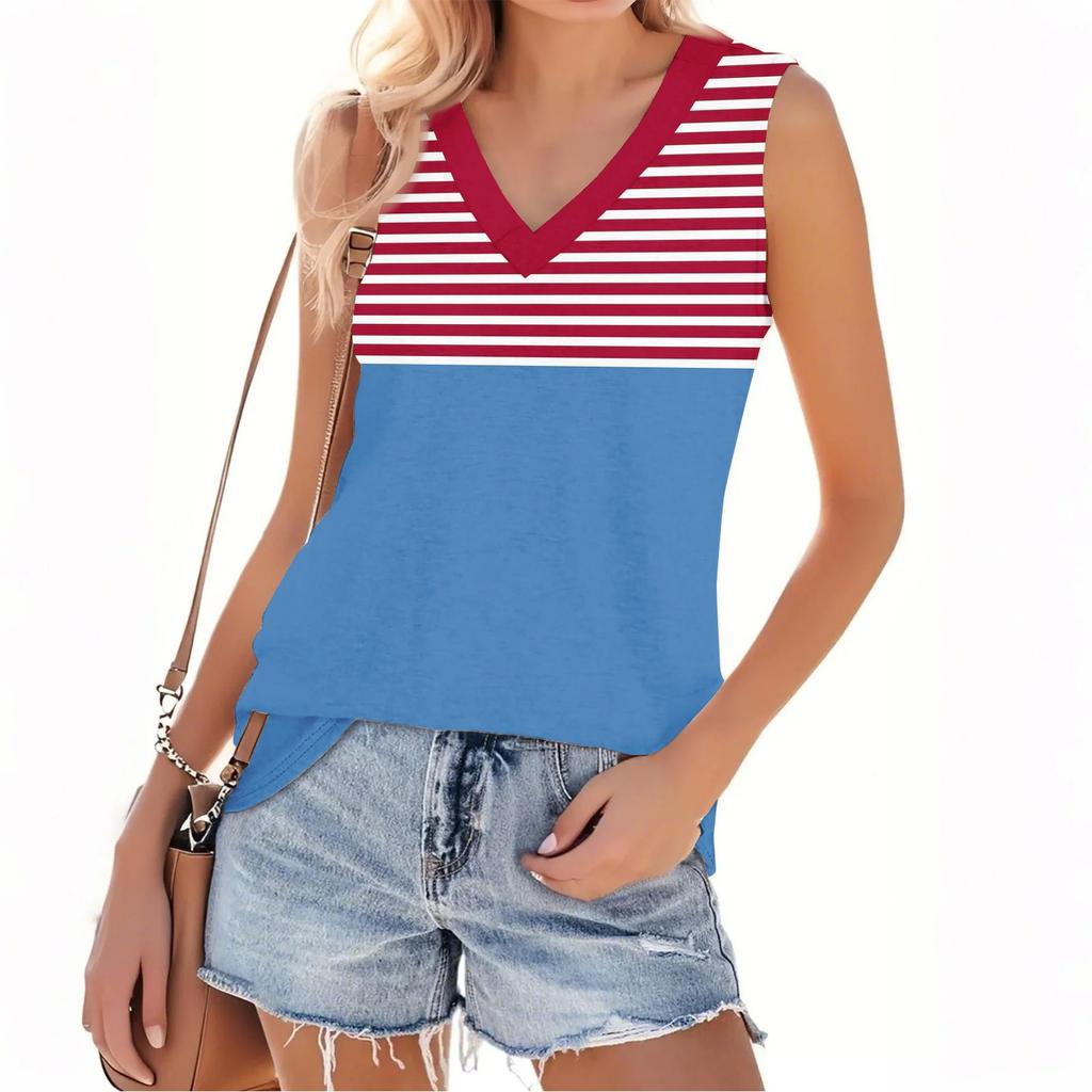 Women's Fashion Casual Daily Versatile Striped Texture Slim Fit Summer Vest Top