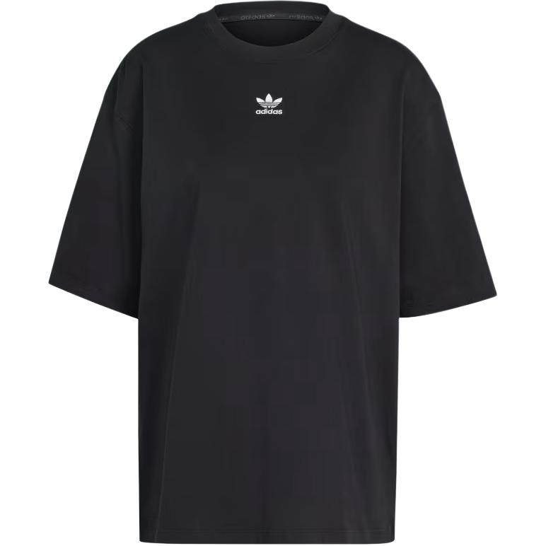 adidas Essentials Свободная хлопковая футболка с коротким рукавом и круглым вырезом Женские топы Черный IY7321