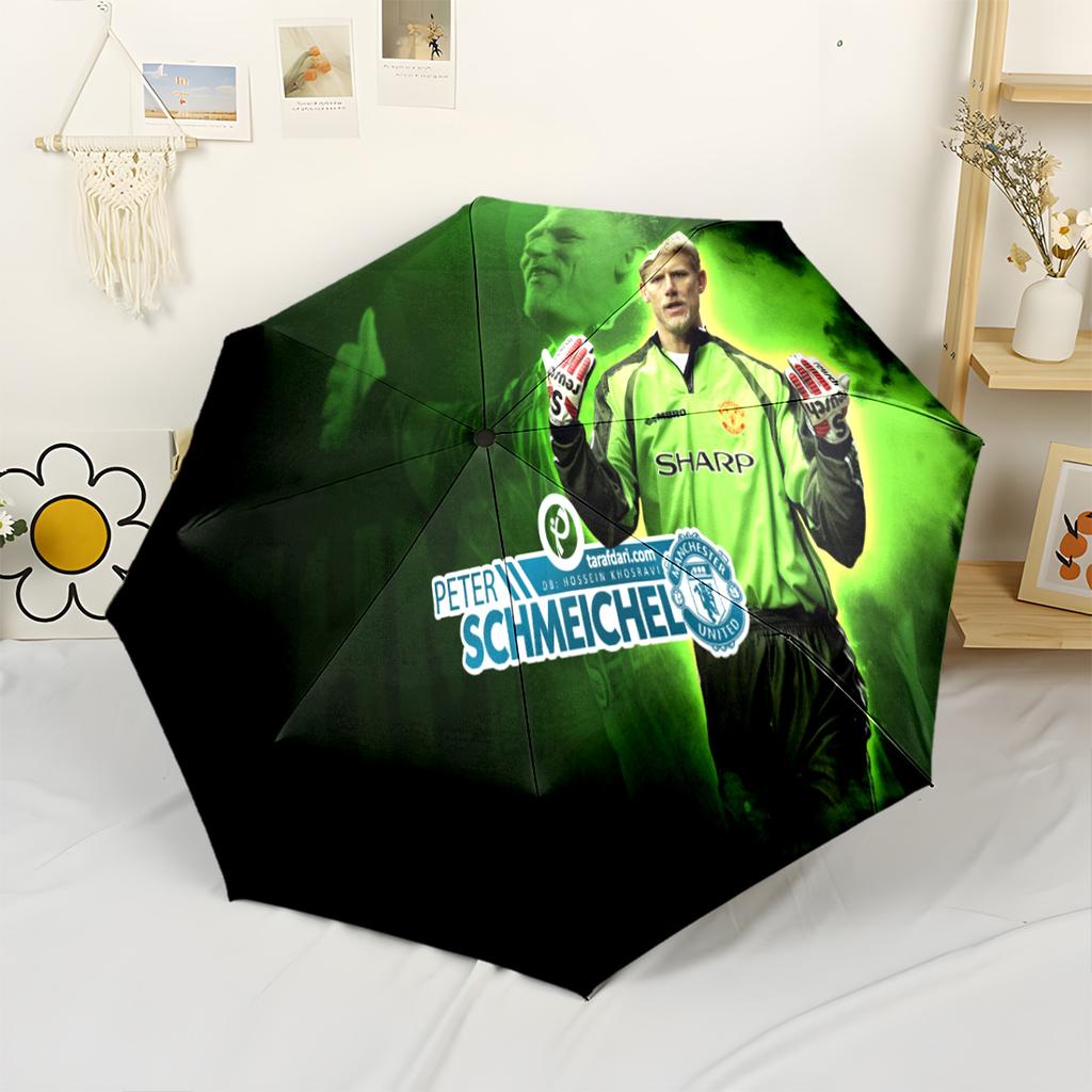 Podolski's Soccer Duel Portable Automatic Umbrella Sturdy 8-Rib Shaft Durable Plastic & Iron Travel Essential Outdoor Accessory Best for Christmas
