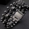 Мужской винтажный браслет премиум-класса в стиле панк из нержавеющей стали с байкерским черепом, плетеный кожаный браслет ручной работы, готические мужские украшения