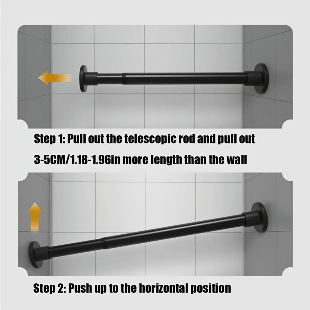 1 шт. Телескопическая штанга без сверления со встроенной пружиной - Прочная поддержка для душевых занавесок, сушилок, окон, римских карнизов и гардеробной штанги