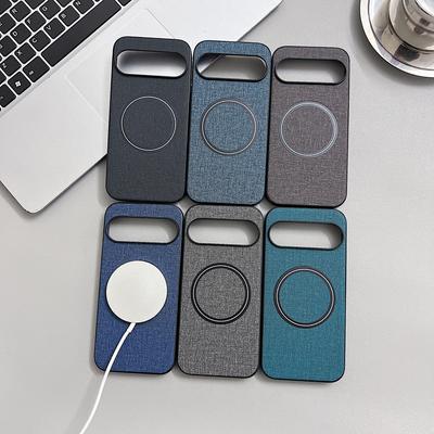 Тканевая текстура Беспроводная зарядка Магнитный чехол Для Google Pixel 9 Pro XL 9A 8A 8 7A 7 6, Тонкая Матовая Жесткая Крышка Телефона Funda