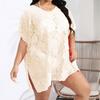 Plus Size Women's Sexy Lace Hollow Out See Through V-Neck Split Beach Dress Cover-ups