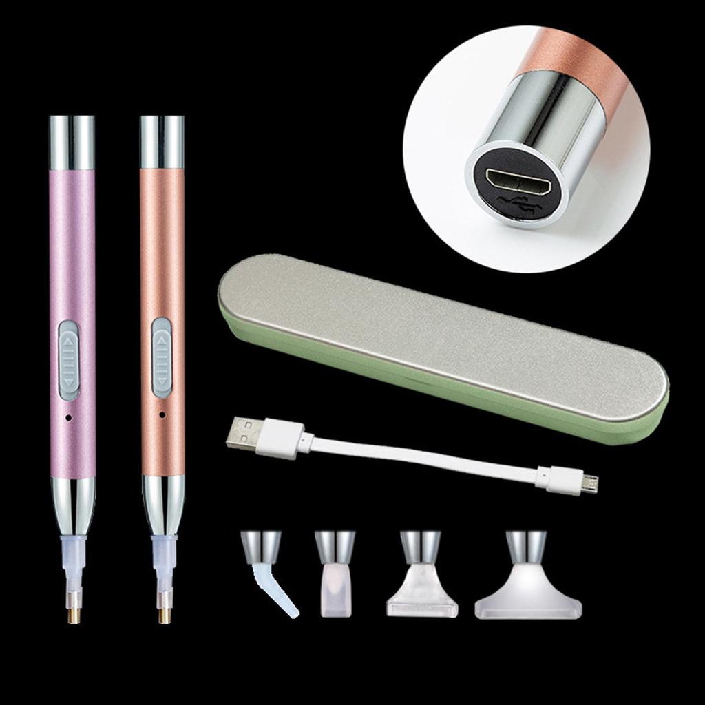 Новая USB перезаряжаемая осветительная дрель с 4 головками, 5D алмазная живопись, аксессуары для вышивки, инструменты «сделай сам»