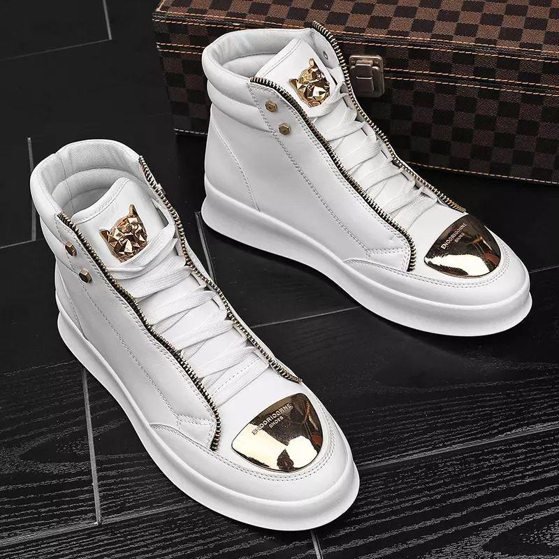 2025 Autumn/Winter Men's High-Top Martin Boots Leather Sneakers Korean Style Casual Street Dance Trend