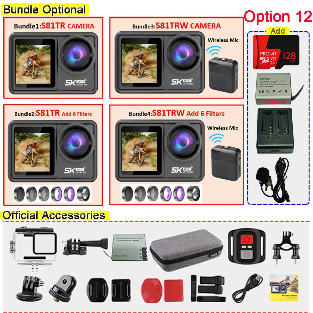 2-дюймовая IPS-камера с двумя экранами, видео 5K 30 кадров в секунду, 4K 60 кадров в секунду, 48 МП, EIS-видео, дополнительный фильтр, веб-камера 1080P, видеоблог, WiFi, спортивная камера