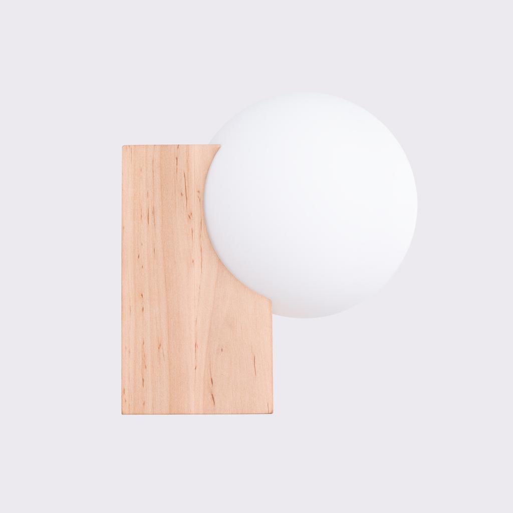 Bulbo wall lamp, natural wood