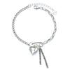 Sterling Silver 925 Silver Bracelet, Plump Heart Drop Chain Bracelet B195