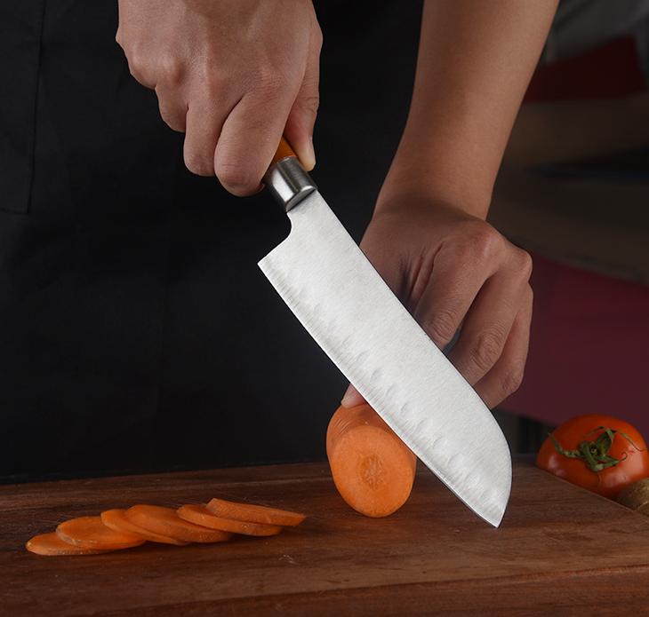 6 шт., японский набор ножей шеф-повара, кухонный нож, нож сантоку с деревянной ручкой, нож для мяса, нож для хлеба, кухонный набор бытовых ножей