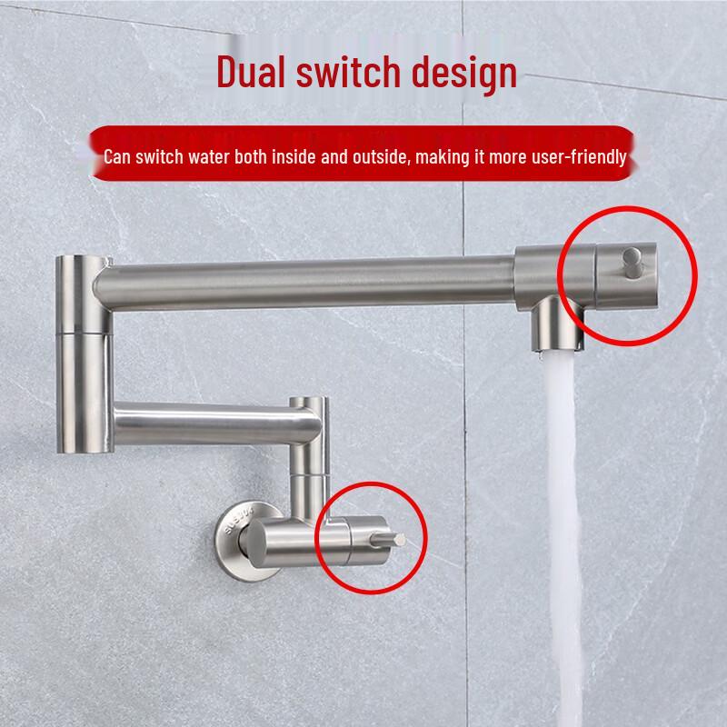 Handun Dual Control Wall-Mounted Foldable Kitchen Faucet