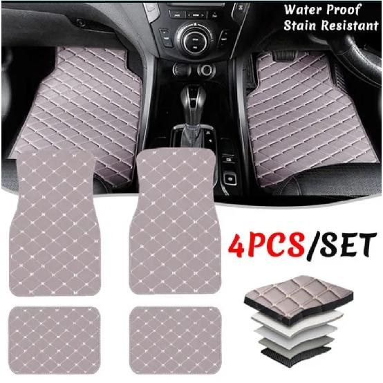4 шт. автомобильные коврики, универсальные для всех моделей автомобилей, водонепроницаемые автомобильные подушечки для ног, кожаные коврики для укладки автомобиля, интерьерные коврики