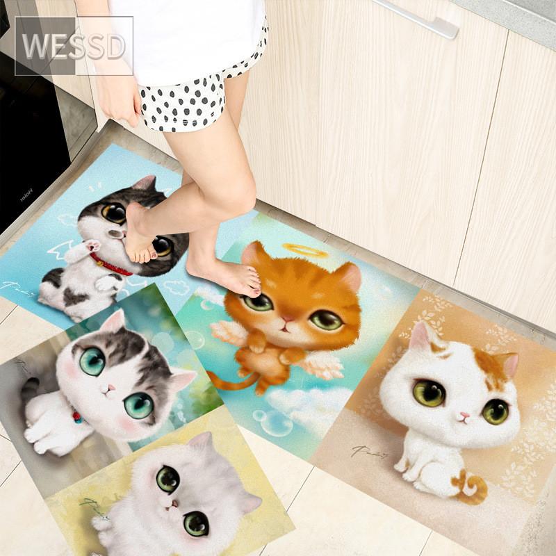 Cartoon Kitchen Mat With Dog Cat Pattern Cute Bathroom Mat Set 2 Pieces Home Doormat Indoor Toilet Mat Runner 40x60cm 40x120cm