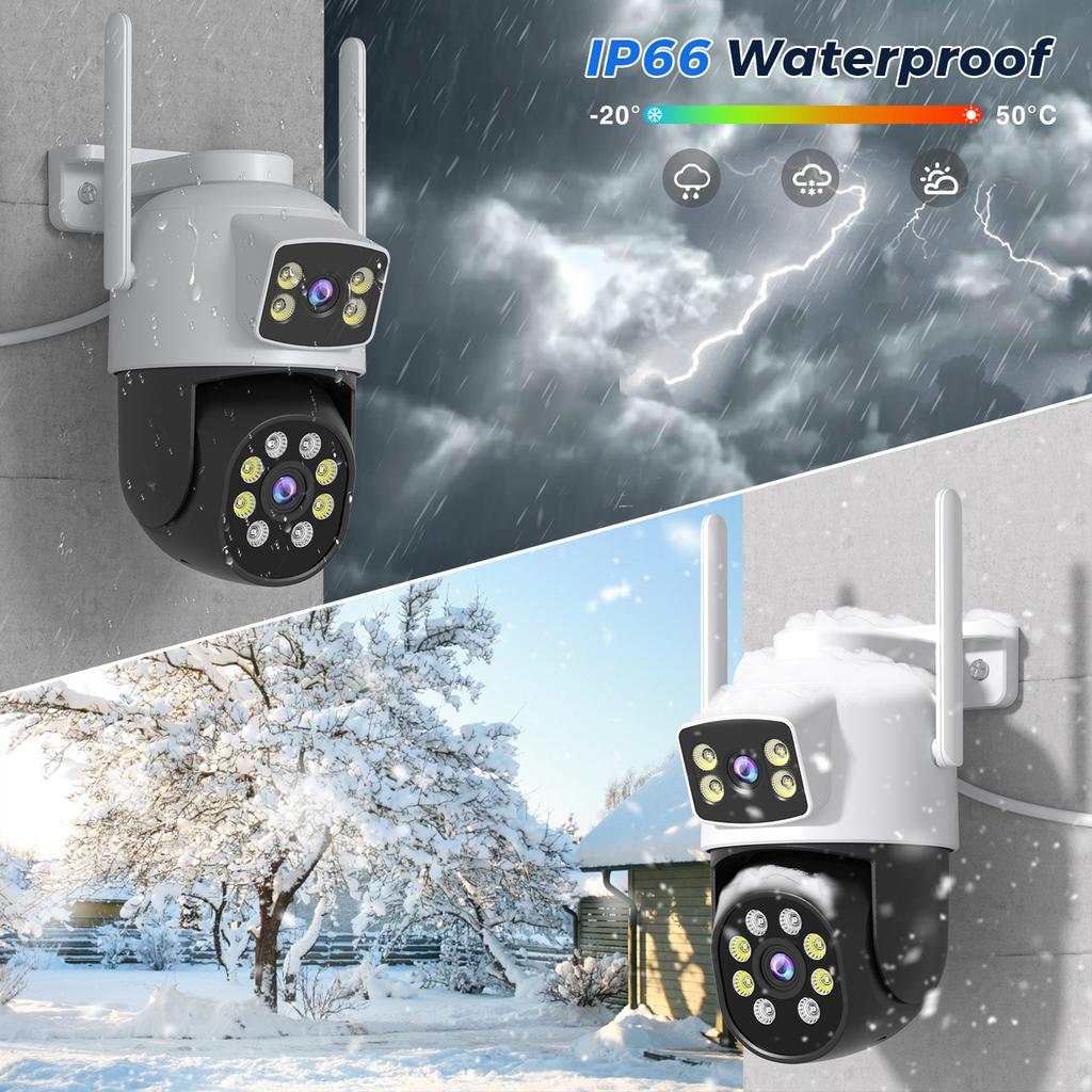 8MP/10MP WiFi PTZ IP-камера видеонаблюдения 5Ghz с двумя объективами, интерком в реальном времени, обнаружение человека, интеллектуальное оповещение, 4K-камеры наружного наблюдения