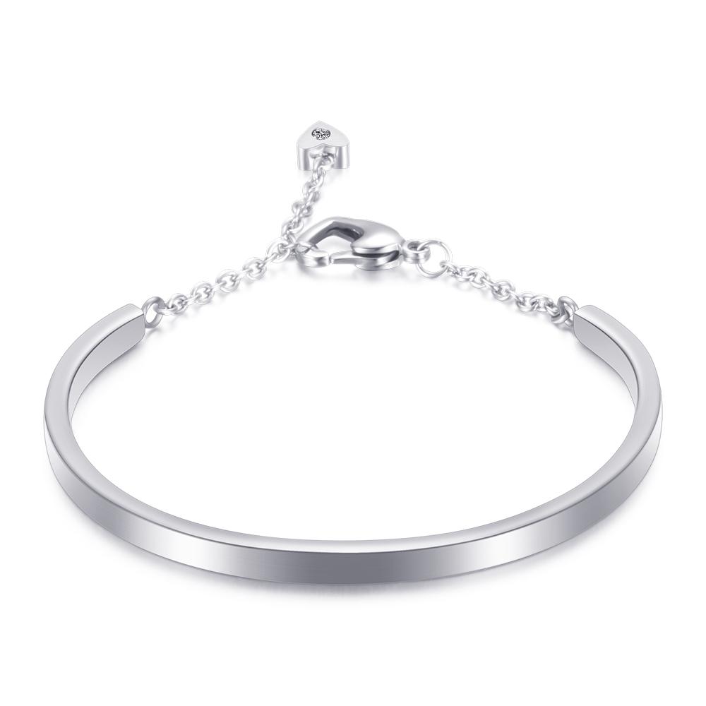Gold-Color Cuff Bangle for Women One Row Crystal Stainless Steel Bracelet Bangle Jewelry Adjustable Chain