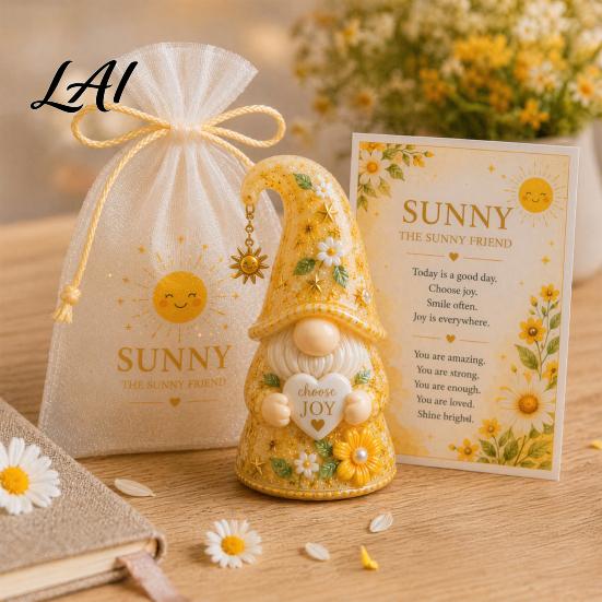Gnome Ornament Emotional Support Figure with Card And Encouragement Gift for Her Gauze Bag Positive Energy Women Decor