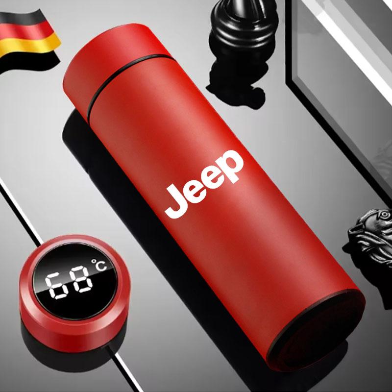 LED Smart Insulation Cup Car Thermos Mug Water Bottle Gifts sticker For Jeep Grand Cherokee Wrangler Gladiator Compass Renegade ANO1