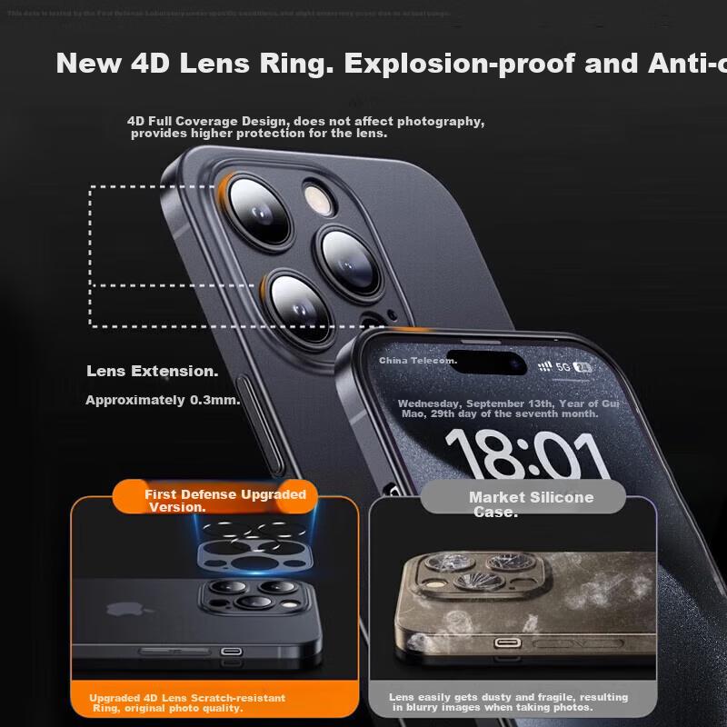 Ultra-Thin Zero-FeelPhone Case for IPhone 12, Full Protection Ultra-Thin Heat Dissipation Frosted Semi-Transparent Shockproof Hard, Luxury Style