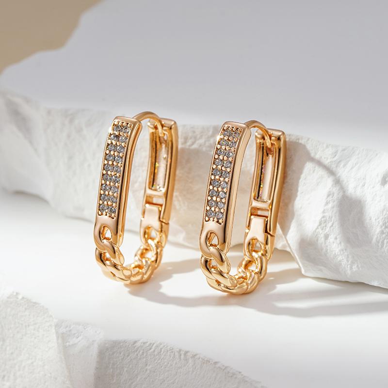 Двойные серьги-кольца с циркониевой цепочкой для женщин, индивидуальные ювелирные изделия для вечеринок