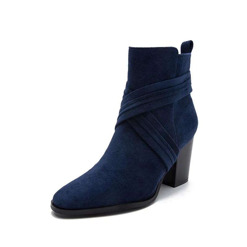 Fashion Women Brand Ankle Boot Autumn Winter New Suede Pumps Short Boot Casual High Heel Shoe Designer Versatile Women Boot Botas Mujer