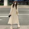 White Dresses for Women Autumn Sweet Preppy Style Korean Female Robe V-neck Streetwear Soft Ruffles Vintage Elegant Party Dress