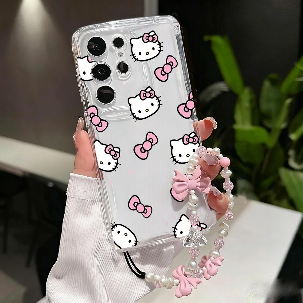 Чехол-цепочка Sanrio Hello Kitty для Xiaomi Redmi Note 15 Pro 5G 15C 15 14C 13C Note 14 13 12 Pro Plus A7 Pro 5G Милый прозрачный чехол