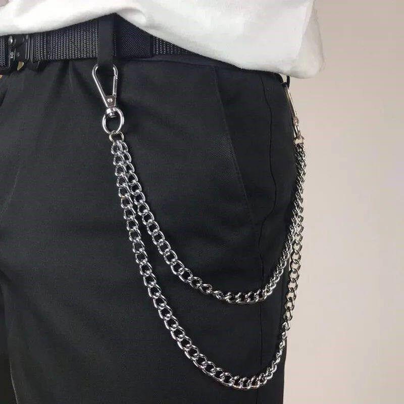 Punk Unisex Waist Chain Lightweight Long Pocket Keychain for School Student Daily Carry Anti-lost Accessory
