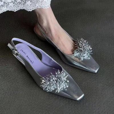 Роскошные женские босоножки на среднем каблуке, сексуальная обувь на каблуке, летний тренд 2025 года, модные туфли с неглубоким вырезом и пряжкой, квадратный носок, массивные сандалии для женщин