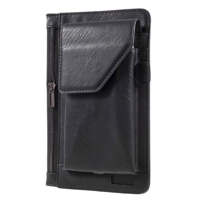Étui à Ceinture Vertical - HISENSE - C1M - Cuir Synthétique - Poche Zippée - Noir