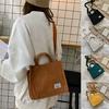 Women Corduroy Zipper Shoulder Bag Small Cotton Canvas Handbag Casual Tote Crossbody Bag Vintage Messenger Bags CLE