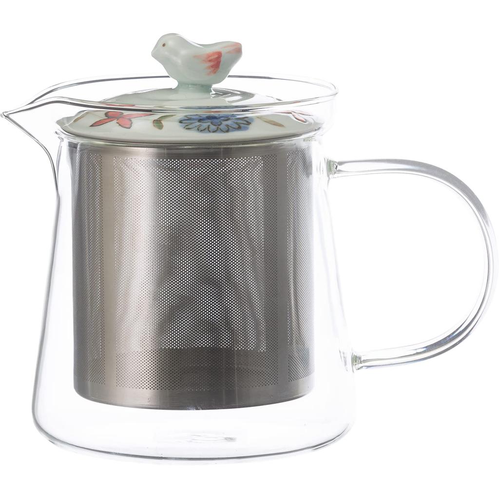Керамика Nishikai, посуда Hasami, керамический стеклянный чайник Issei, большой, около 600 мл, нержавеющая сталь, заварочный чайник, цвет Blume Red, сделано в Японии 20424 (Супер