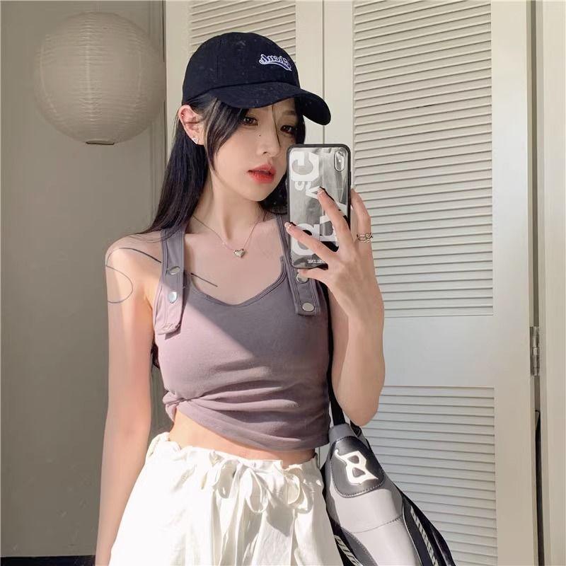 Women Black White Tank Tops Sleeveless T-shirts For Female Crop Tops Casual Vest For Girls Y2K Soild Tops