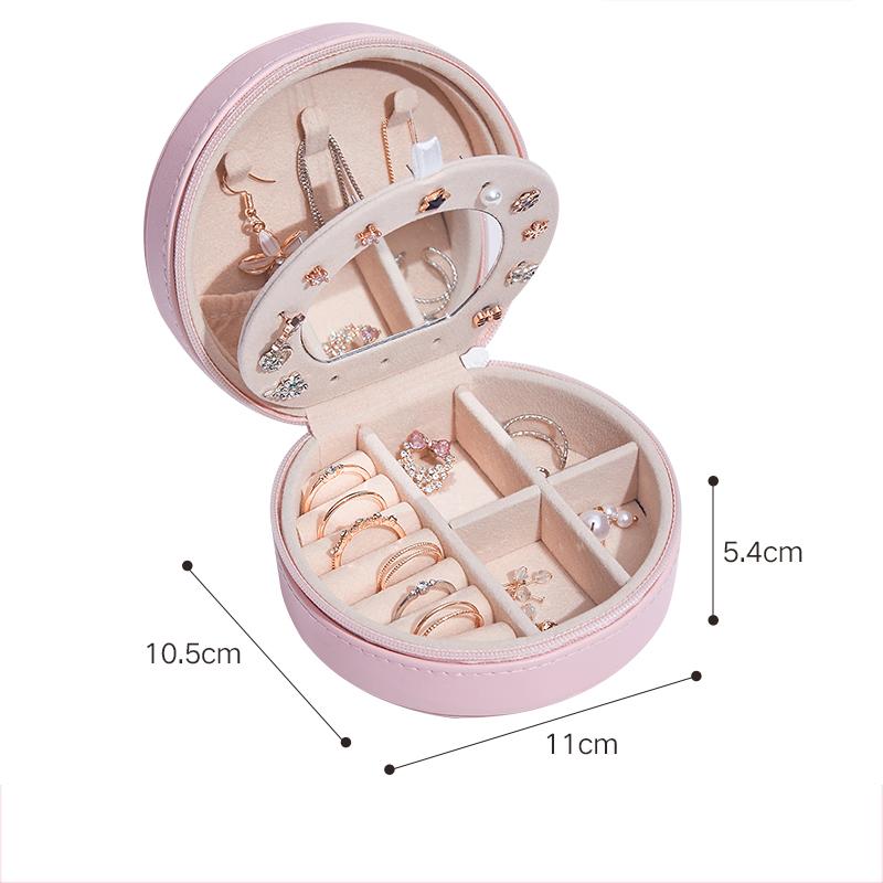 Изысканная кожаная шкатулка для украшений, дорожная портативная шкатулка для ожерелий и колец, розовый многофункциональный органайзер для женщин, упаковка