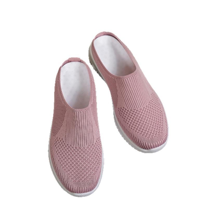 Spring New Comfortable and Versatile Breathable Non-slip Soft-soled Women's Shoes Half-drag Lazy One-pedal Casual Women's Mesh Shoes