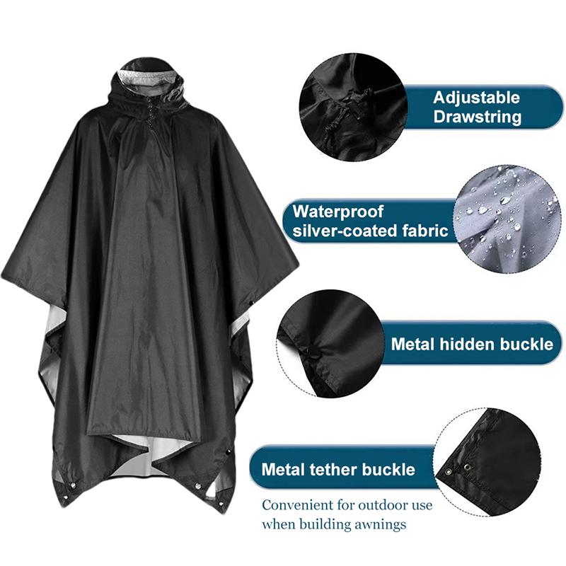 3 в 1 дождевик с капюшоном для езды на велосипеде, мотоцикле, велоспорте, водонепроницаемый дождевик-пончо для кемпинга, пешего туризма, палатка для путешествий, дождевик, палатка для путешествий