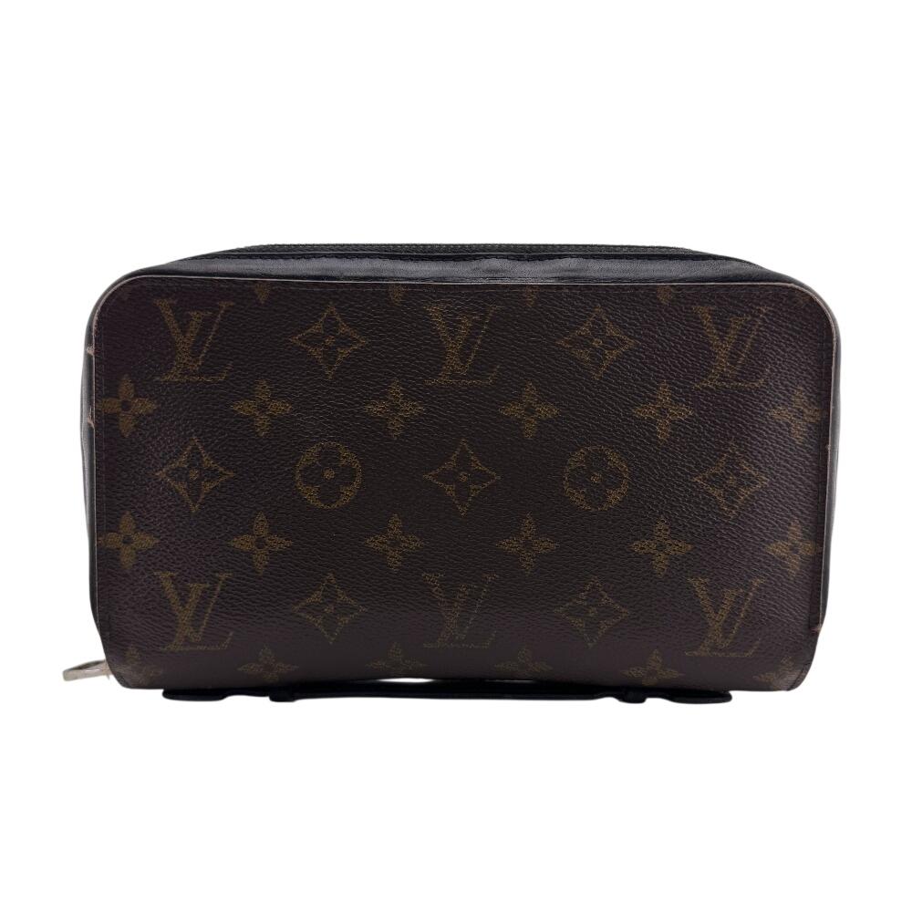 LOUIS VUITTON M61506 Round zip wallet Monogram macacer leather Zippy XL business bag Brown leather Used