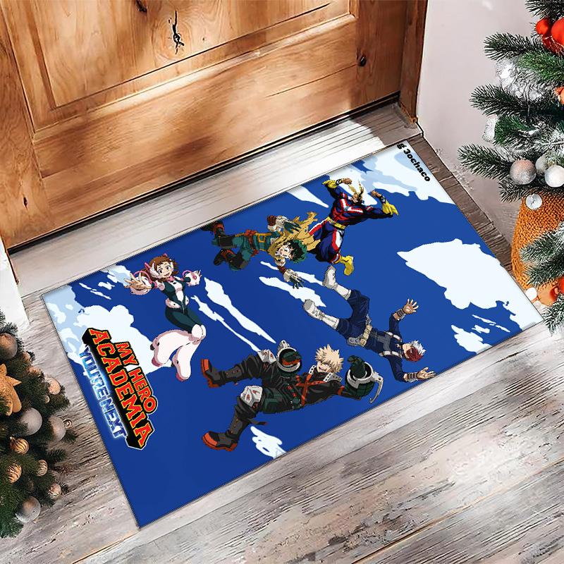Soft Crystal Velvet Floor Rug,My Hero Academia Anti Slip Decorative Carpet, Plush Area Mat For Indoor Home Decoration