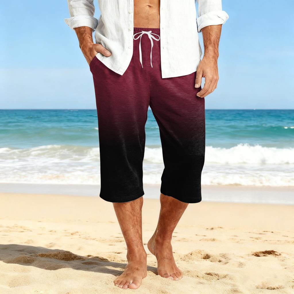 Men's Casual Drawstring Cropped Shorts