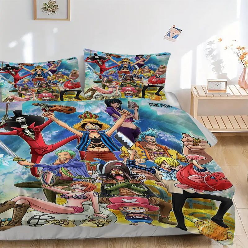 One Piece Bedding 3 Piece Set HD Print Duvet Cover Pillowcases for Teens Adult Bedroom Decoration Christmas Gift C350