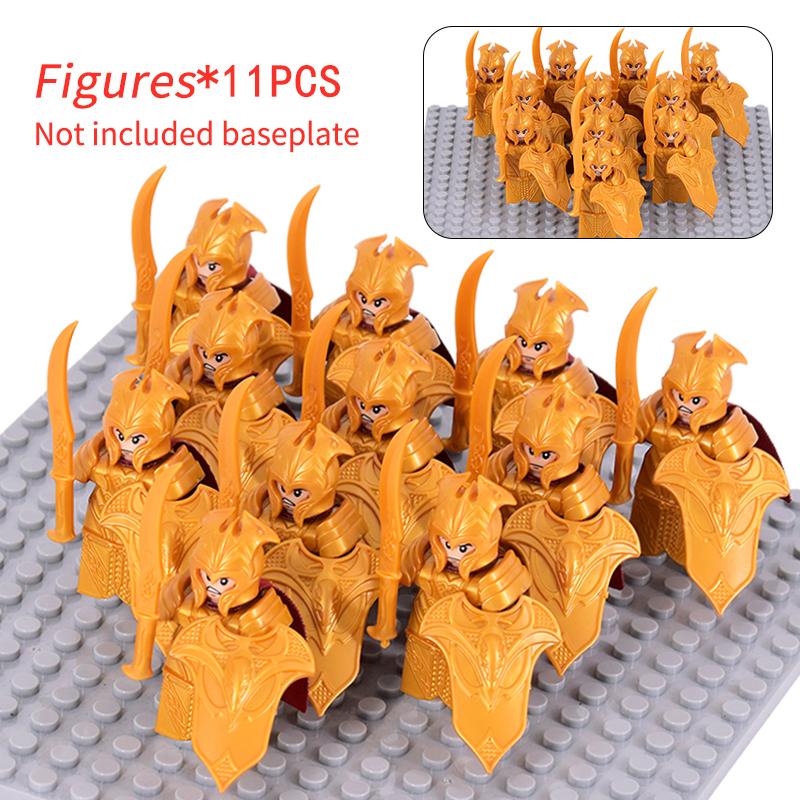 11 шт. средневековых эльфов, солдат Рохана, гвардейская армия, lotr, фигурки, мини-кирпичи, куклы, сборные строительные блоки, MOC, игрушки «сделай сам» для детей, подарки