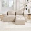 L-shaped two-seater sofa without frame with ottoman, 32D high-density foam, deep seat, skin-friendly fabric, non-slip, for living room, Beige.