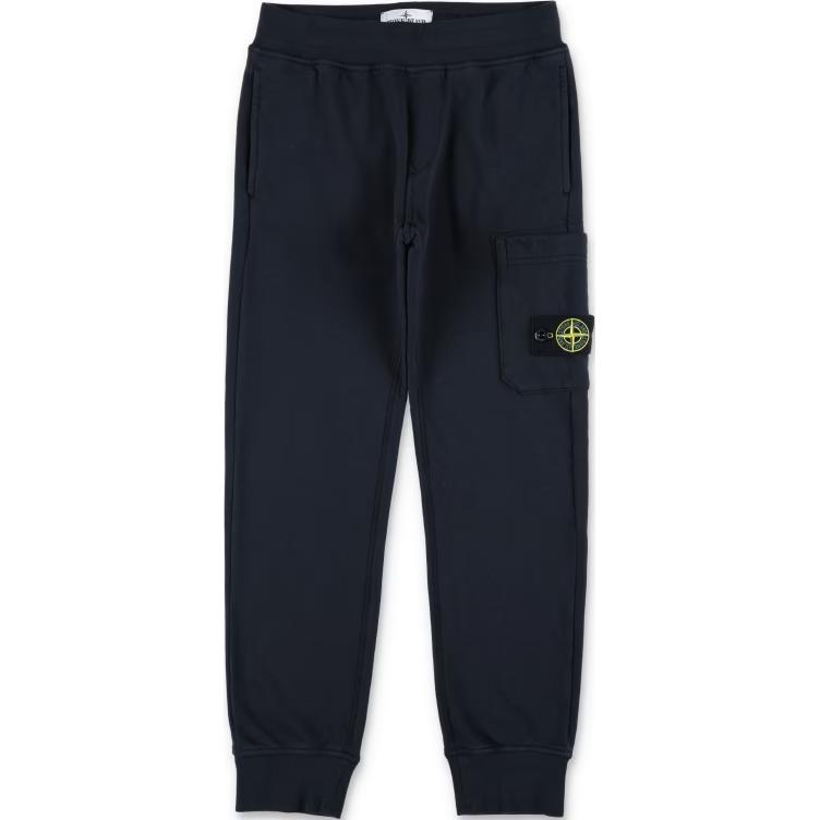 STONE ISLAND Детские однотонные спортивные брюки средней длины с эластичной манжетой Повседневные детские штаны Темно-синие 811661520-V0020