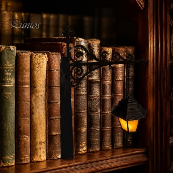 Книжный фонарь в винтажном стиле / Фонарь для книжной полки-призрака, Металлическая настольная лампа с теплым освещением, Ретро-светильник для чтения для влюбленных и Акцент для кабинета/библиотеки