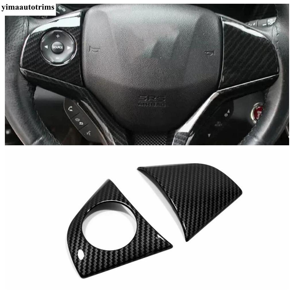 For Honda Vezel HR-V 2014 - ABS Carbon Fiber Car Steering Wheel Button Frame Decoration Cover Trim Accessories Interior