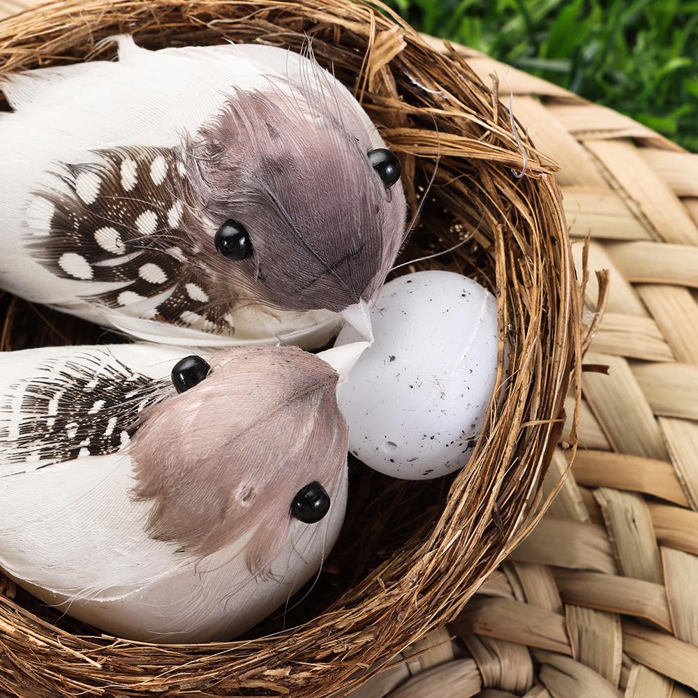Home House Decoration Handmade Craft Artificial Craft Birds Birds Egg Bird Nest Realistic Feathered