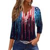 Women's T Shirt Print Button 3/4 Sleeve Daily Weekend Fashion Basic V- Neck Regular Top
