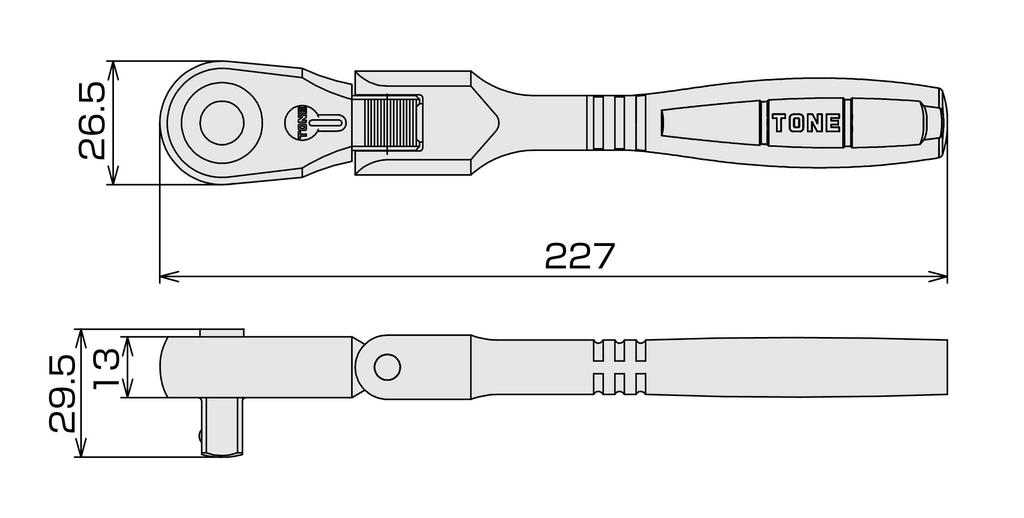 TONE Compact Swing Ratchet Handle RH4FCH Drive Angle (Hold Type) 12.7mm (1/2")