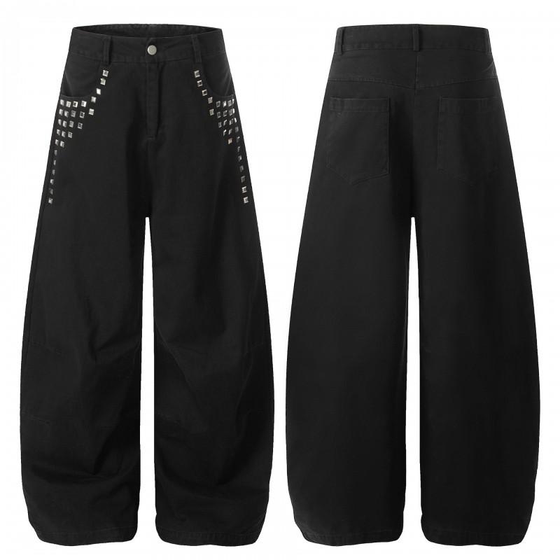 Magic Bear Streetwear 2026 American Vintage Rhinestone Relaxed Wide Leg Pants Unisex