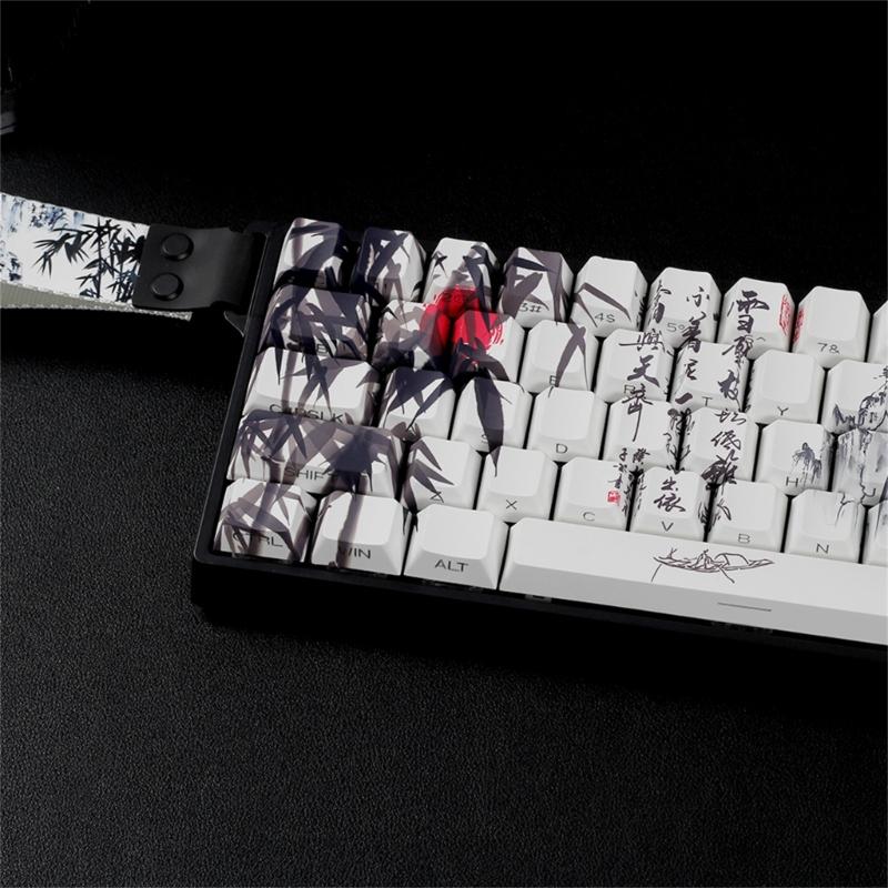 PBT кейкапы с тематикой Бамбуковый Лес, оригинальный профиль, сублимационная печать сбоку, для 61 64 68 ANSI ISO механических клавиатур