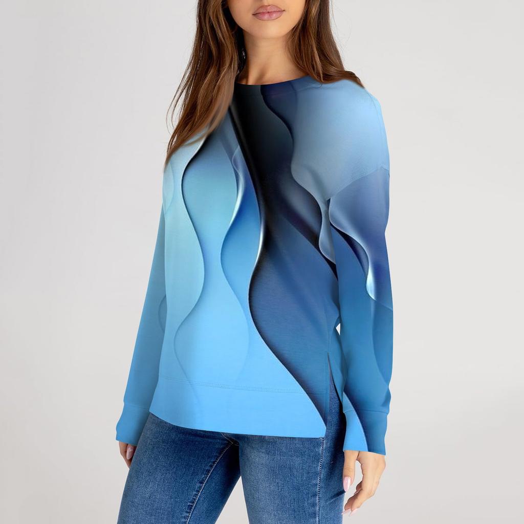 Женский повседневный модный однотонный свитер с круглым вырезом и длинными рукавами